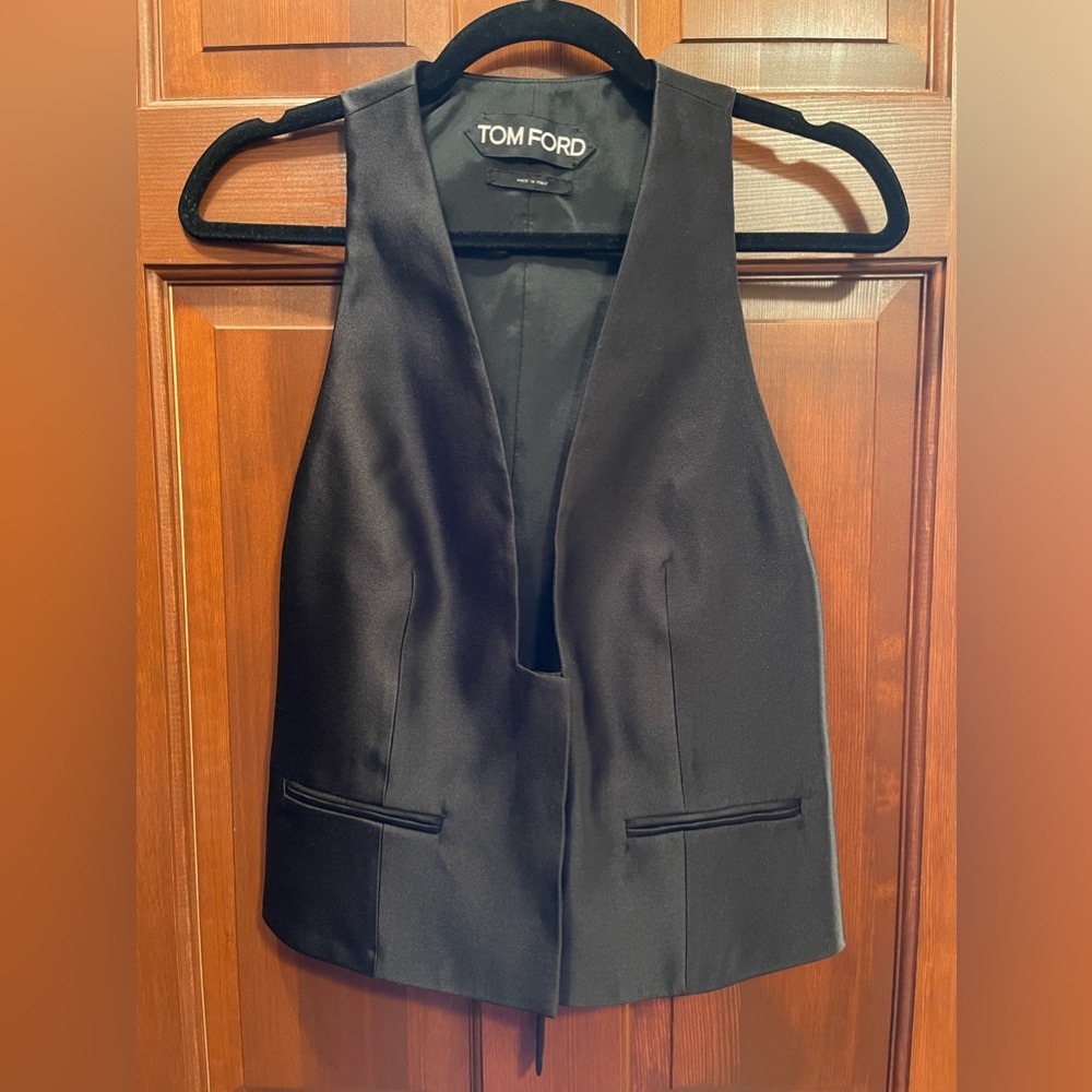 TOM FORD DOUBLE SILK DUCHESSE WAISTCOAT - BRAND NEW - BLACK SIZE 42